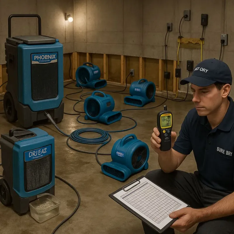 Structural Drying and Dehumidification process in Firebaugh, CA